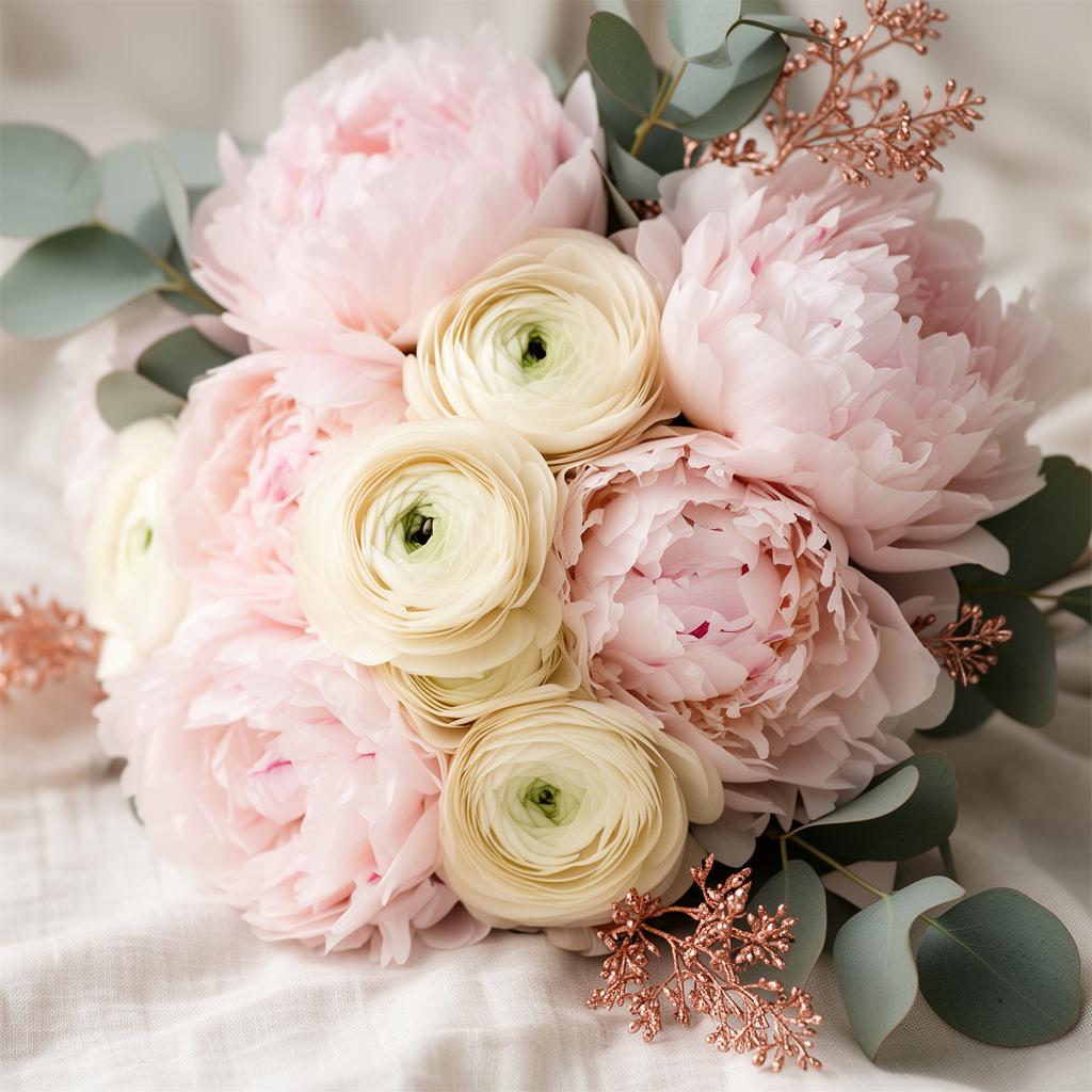 Peonies and ranunculus bouquet